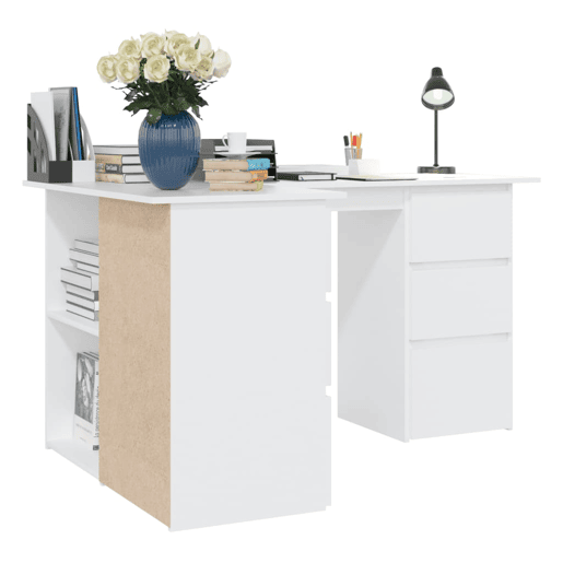 Secretária de canto - Mesa de computador 145x100x76 cm derivados de madeira branco