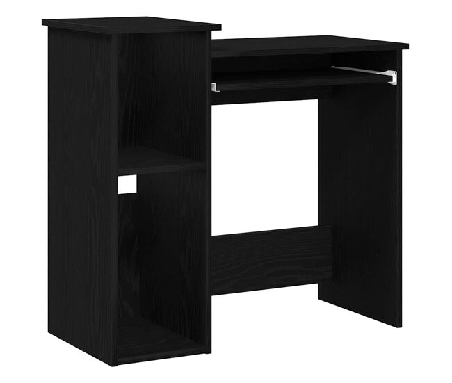 Escritorio - mesa de ordenador con estantes contrachapada negro 84x40x78 cm