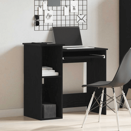 Secretária - Escrivaninha de computador com prateleiras 84x40x78 cm contraplacado preto