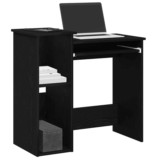 Secretária - Escrivaninha de computador com prateleiras 84x40x78 cm contraplacado preto