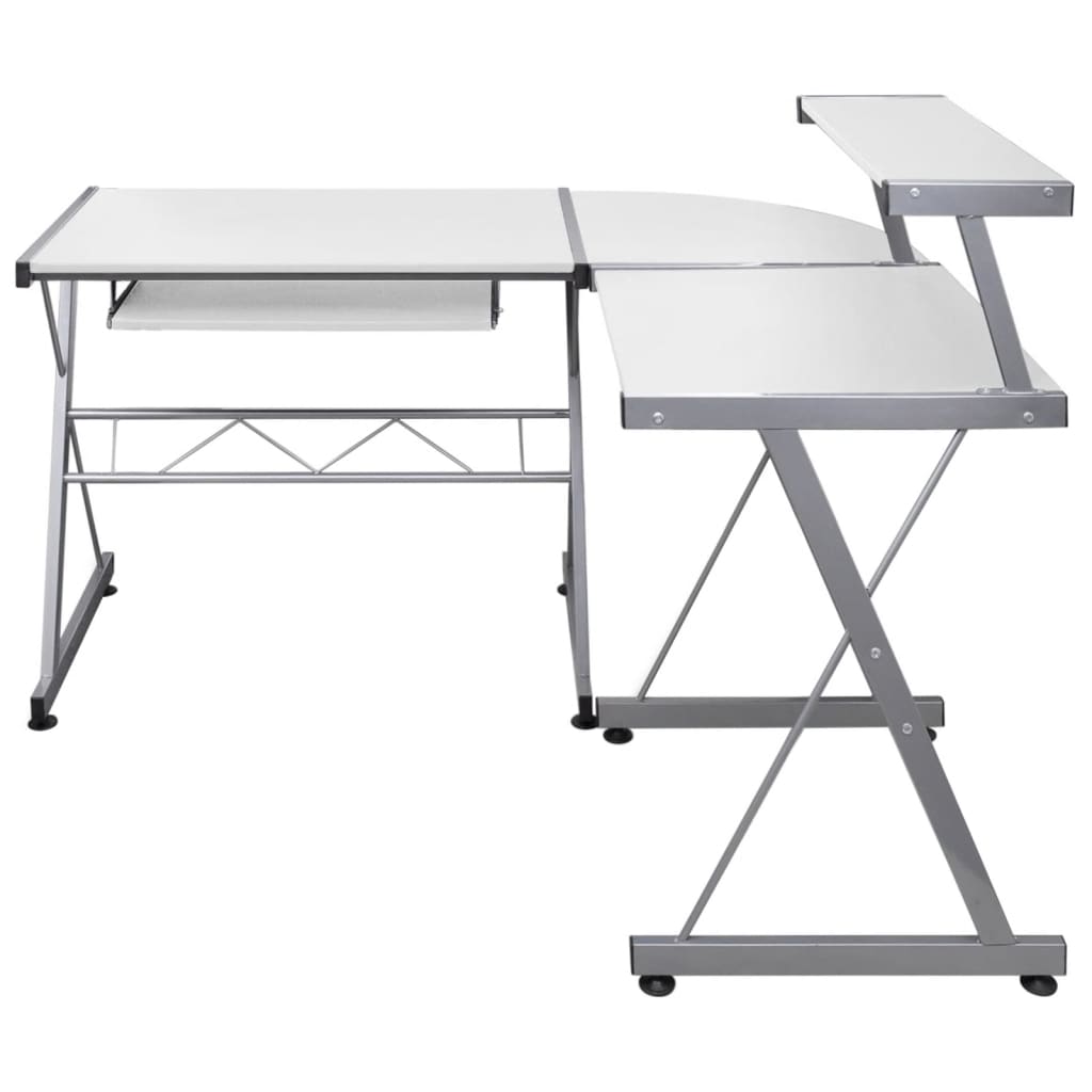Escritorio - mesa de ordenador de esquina madera contrachapada blanco 132x112x99 cm