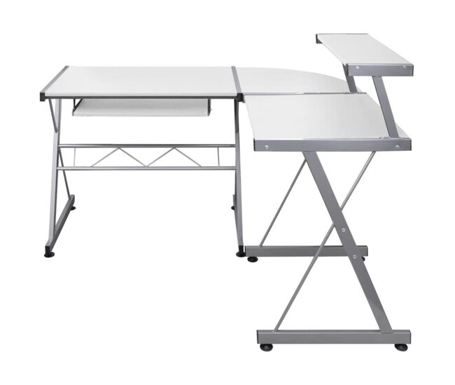 Escritorio - mesa de ordenador de esquina madera contrachapada blanco 132x112x99 cm