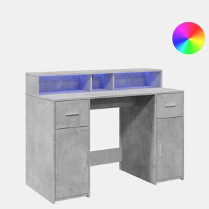 Secretária - Escrivaninha de computador luzes LED 120x55x91 cm deriv. madeira cinza cimento