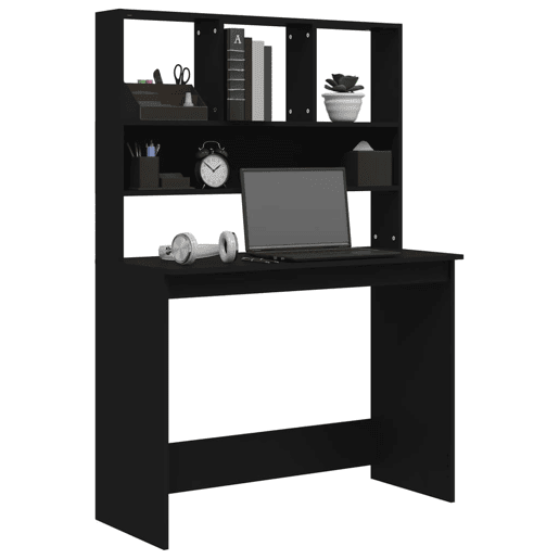 Secretária - Escrivaninha de computador c prateleiras 102x45x148 cm derivados madeira preto