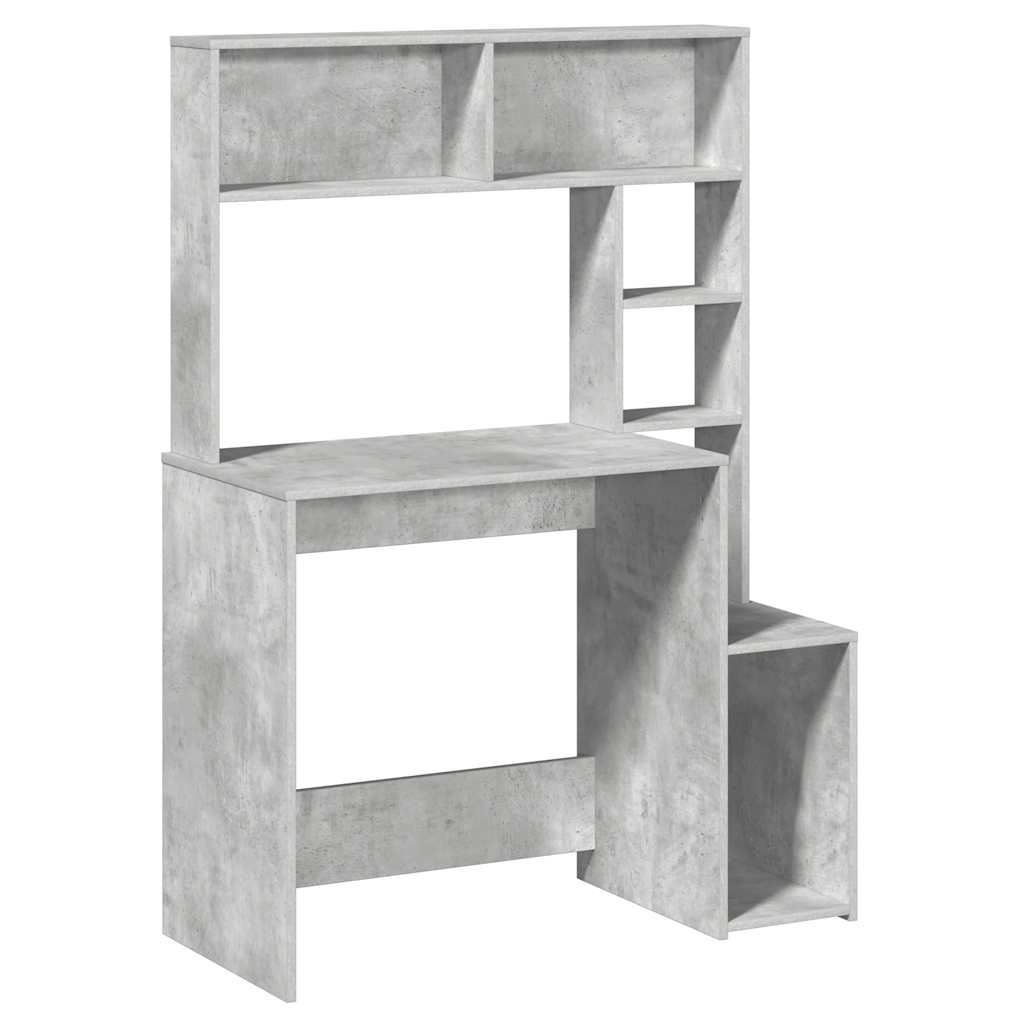Escritorio - mesa de ordenador de estantes contrachapada gris hormigón 100x45x140cm
