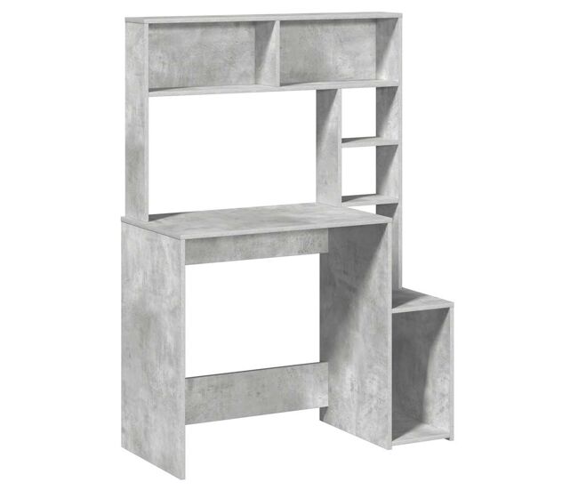 Escritorio - mesa de ordenador de estantes contrachapada gris hormigón 100x45x140cm