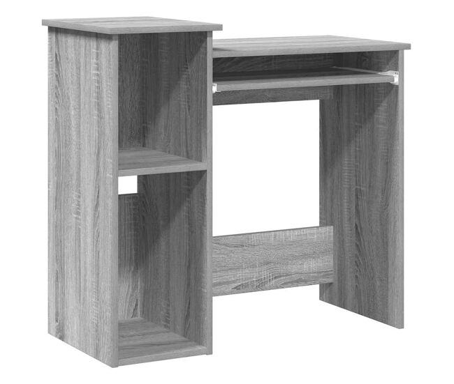 Escritorio - mesa de ordenador con estantes contrachapada gris sonoma 84x40x78 cm