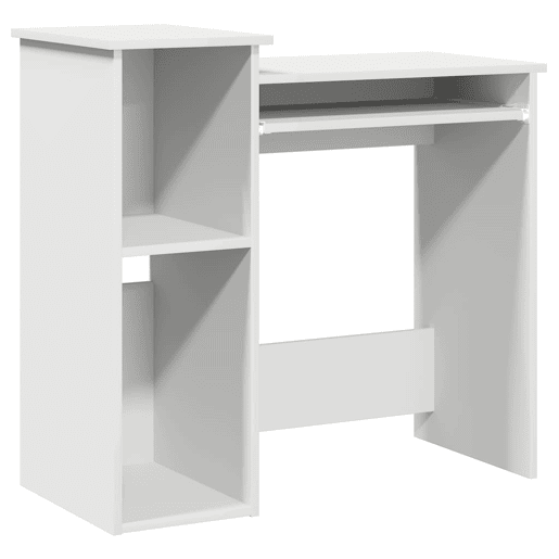 Secretária - Escrivaninha de computador com prateleiras 84x40x78 cm contraplacado branco