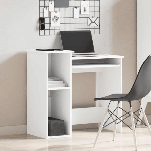 Secretária - Escrivaninha de computador com prateleiras 84x40x78 cm contraplacado branco