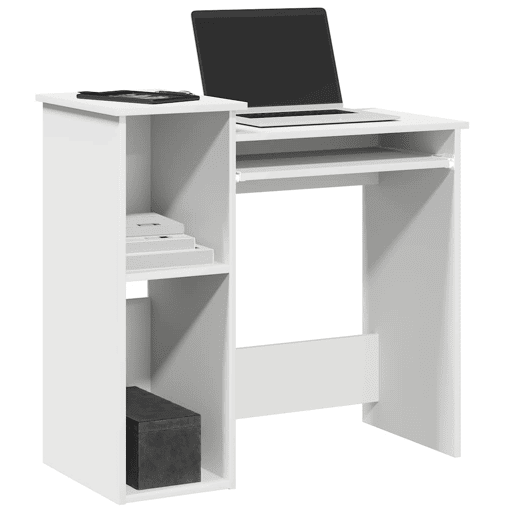 Secretária - Escrivaninha de computador com prateleiras 84x40x78 cm contraplacado branco