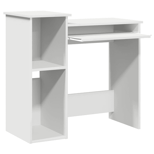 Secretária - Escrivaninha de computador com prateleiras 84x40x78 cm contraplacado branco