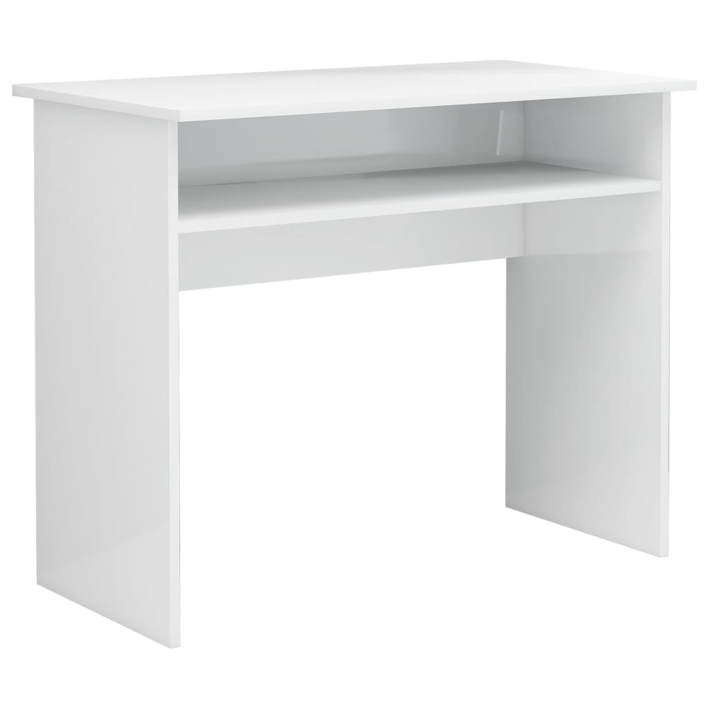 Escritorio - mesa de ordenador de madera contrachapada blanco brillo 90x50x74 cm