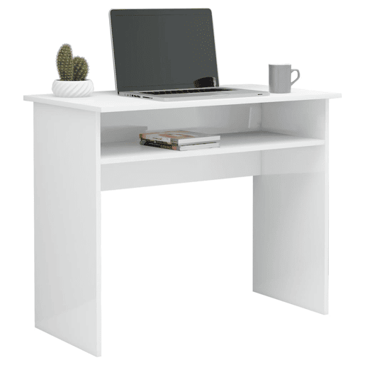 Secretária Escrivaninha de computador - 90x50x74 cm derivados de madeira branco brilhante