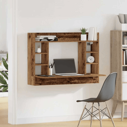 Secretária - Escrivaninha de computador montada na parede Madeira antiga 105 x 48 x 75 cm