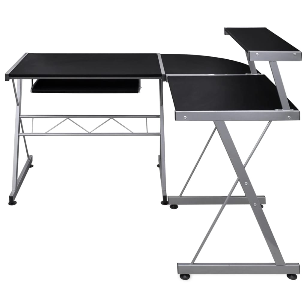 Escritorio - mesa de ordenador de esquina madera contrachapada negro 132x112x99cm