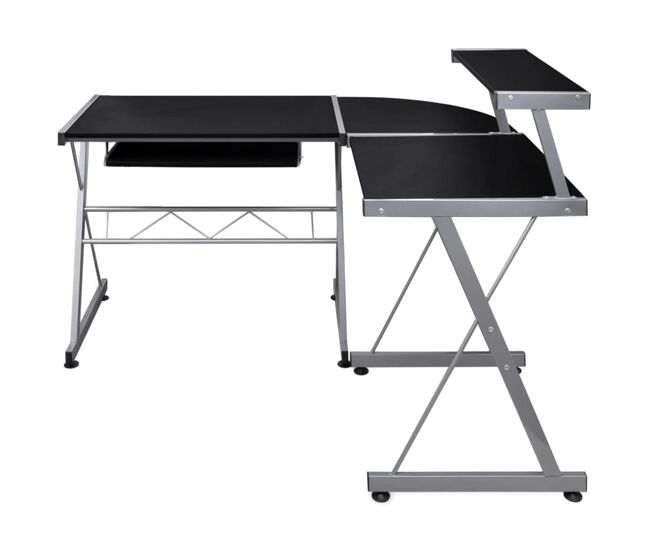 Escritorio - mesa de ordenador de esquina madera contrachapada negro 132x112x99cm