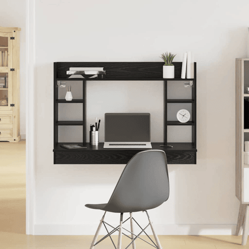 Secretária - Escrivaninha de computador montada na parede Carvalho preto 105 x 48 x 75 cm