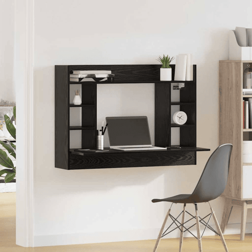 Secretária - Escrivaninha de computador montada na parede Carvalho preto 105 x 48 x 75 cm