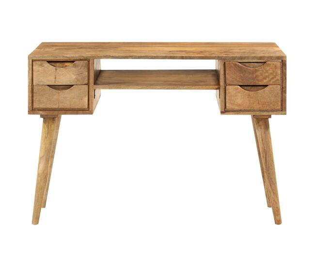 Escritorio - mesa de ordenador con cajones madera maciza de mango 110x47x76 cm