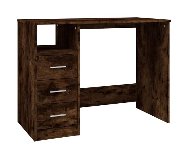 Escritorio - mesa de ordenador con cajones contrachapada roble ahumado 102x50x76 cm