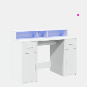 Secretária - Escrivaninha de computador c luzes LED 120x55x91cm derivados de madeira branco