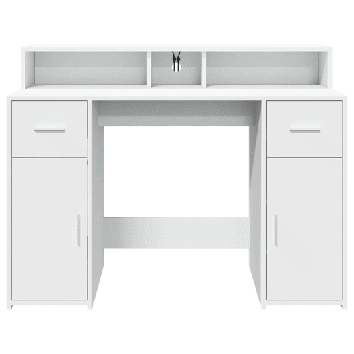 Secretária - Escrivaninha de computador c luzes LED 120x55x91cm derivados de madeira branco