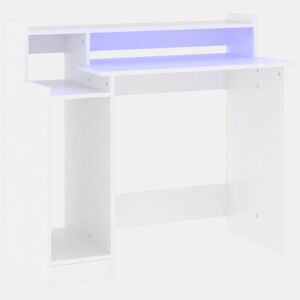 Secretária - Escrivaninha de computador com luzes LED 97x45x90cm madeira processada branco