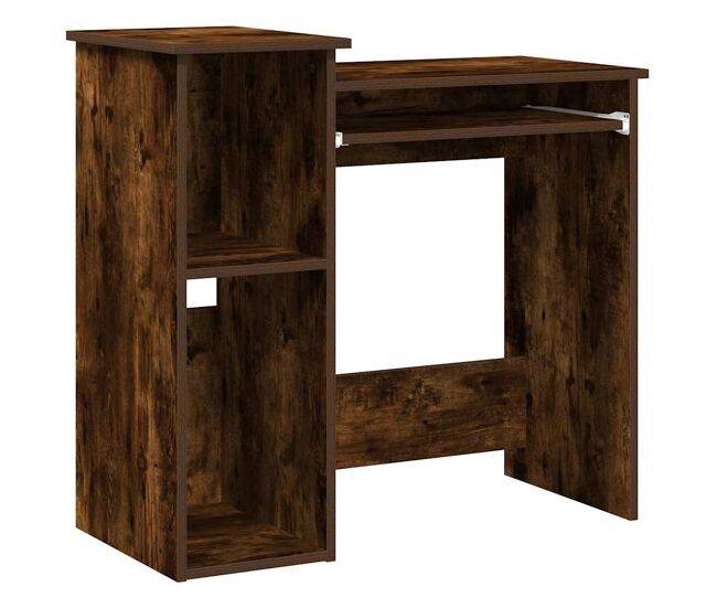 Escritorio - mesa de ordenador de estantes contrachapada roble ahumado 84x40x78 cm