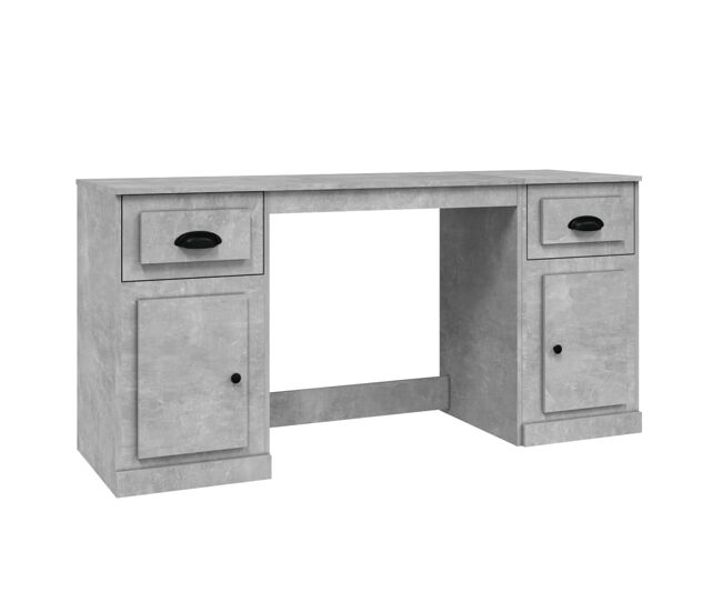 Escritorio - mesa de ordenador con armario contrachapada gris hormigón
