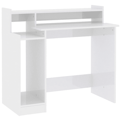 Secretária - Escrivaninha de computador c LED 97x45x90cm derivados madeira branco brilhante