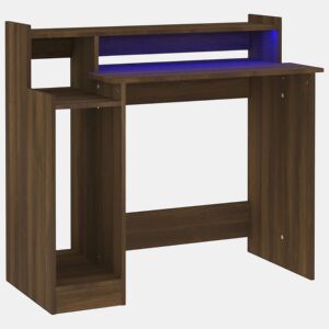Secretária - Escrivaninha de computador com luzes LED 97x45x90cm madeira processada castanho