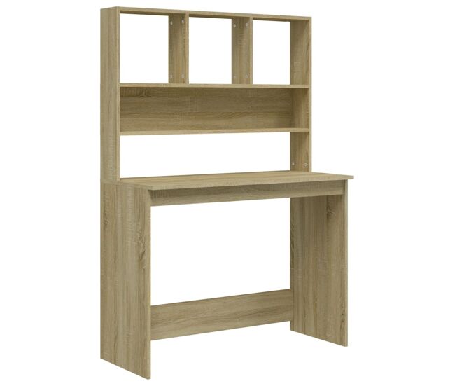 Escritorio - mesa de ordenador con estantes contrachapada roble sonoma 102x45x148cm