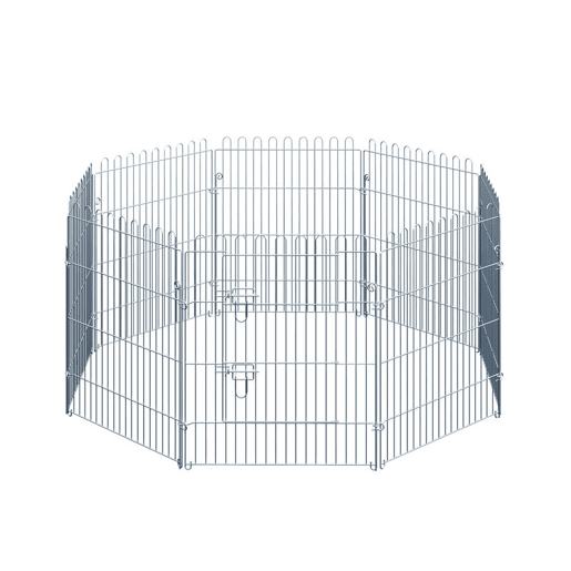 PawHut Parque para Animais de Estimação com 8 Paineis 63x76cm Cerca para Animais de Estimação com Porta com Trava para Jardim Pátio Exterior Prata
