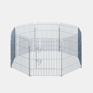 PawHut Parque para Animais de Estimação com 8 Paineis 63x76cm Cerca para Animais de Estimação com Porta com Trava para Jardim Pátio Exterior Prata