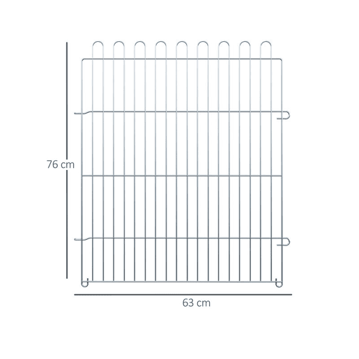 PawHut Parque para Animais de Estimação com 8 Paineis 63x76cm Cerca para Animais de Estimação com Porta com Trava para Jardim Pátio Exterior Prata