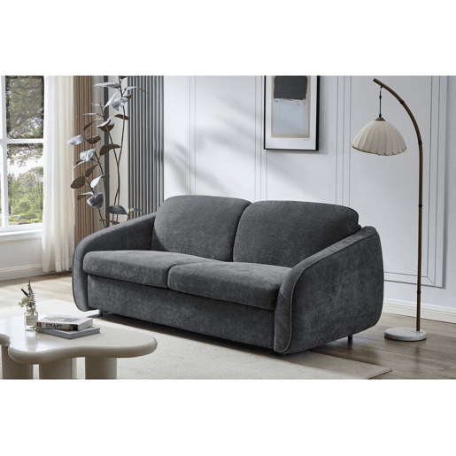 Sofá convertível Laurie Express em tecido texturado - cama de 140 cm - 3 lugares - Cinza Sofá convertível Laurie Express em tecido texturado - cama de 140 cm - 3 lugares - Cinza