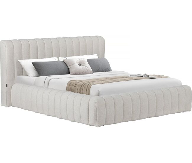 Cama doble de tela "tignes" con espacio de almacenaje - 160 x 200 cm - beige