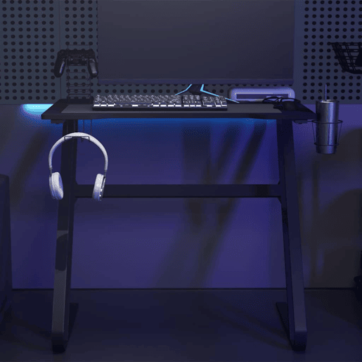 Escrivaninha de computador - Mesa Gaming c pernas em forma de ZZ 90x60x75 cm preto
