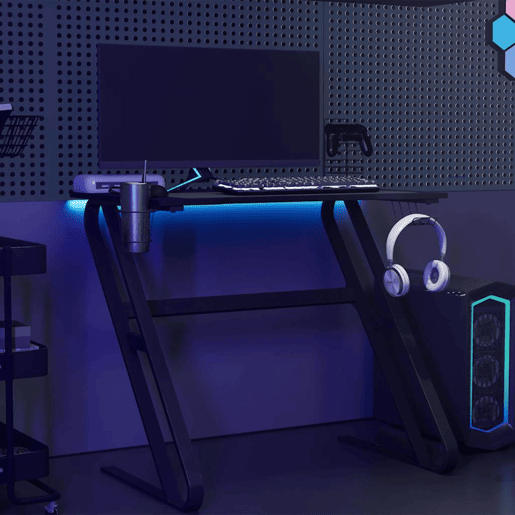 Escrivaninha de computador - Mesa Gaming c pernas em forma de ZZ 90x60x75 cm preto