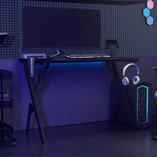 Escrivaninha de computador - Mesa Gaming c pernas em forma de Y 110x60x75 cm preto