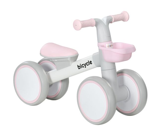 Aiyaplay bicicleta sin pedales para niños de 12-36 meses bicicleta de equilibrio con asiento ajustable cesta y 4 ruedas silenciosas carga 20 kg 56x27x39 cm rosa
