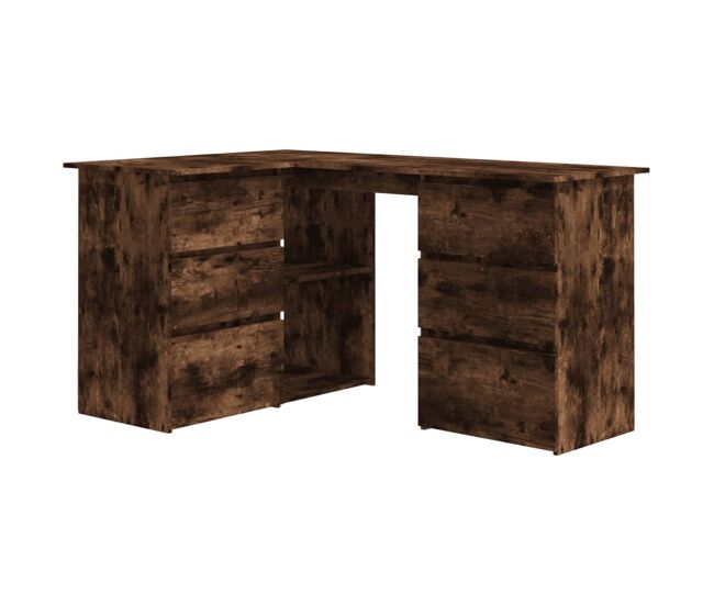 Escritorio - mesa de ordenador de esquina contrachapada roble ahumado 145x100x76cm