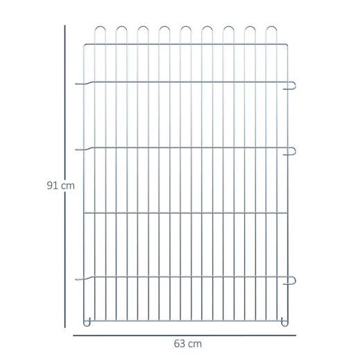PawHut Parque para Animais de Estimação com 8 Paineis 63x91cm Cerca para Animais de Estimação com Porta com Trava para Jardim Pátio Exterior Prata