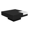 Mesa de centro quadrada bicolor branca e preta com iluminação LED e caixa de arrumação removível CROKS BLACK