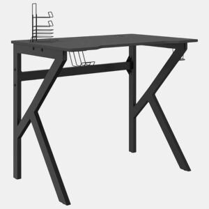 Escrivaninha de computador - Mesa Gaming c pernas em forma de K 90x60x75 cm preto