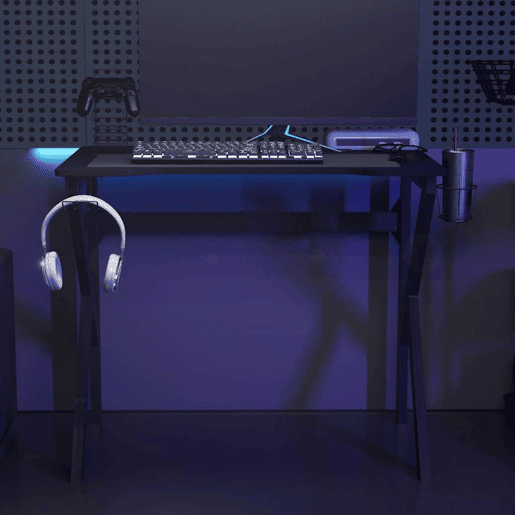 Escrivaninha de computador - Mesa Gaming c pernas em forma de K 90x60x75 cm preto