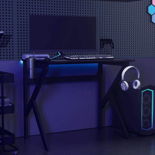 Escrivaninha de computador - Mesa Gaming c pernas em forma de K 90x60x75 cm preto
