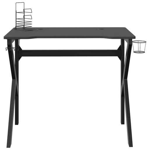 Escrivaninha de computador - Mesa Gaming c pernas em forma de K 90x60x75 cm preto