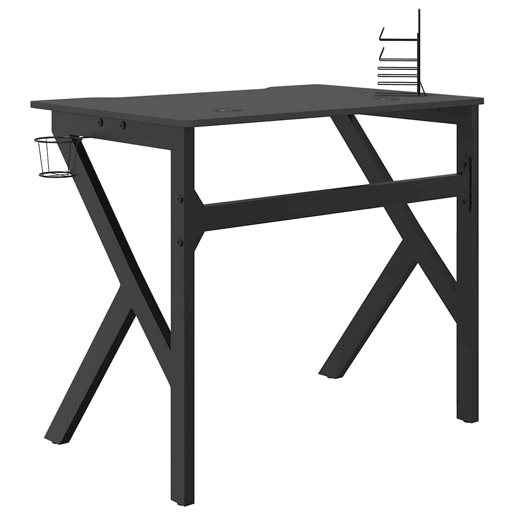 Escrivaninha de computador - Mesa Gaming c pernas em forma de K 90x60x75 cm preto
