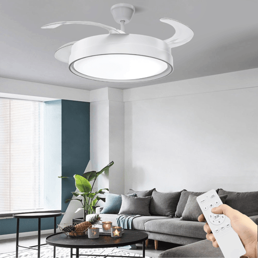 Ventilador de teto com motor DC leve e ultrassilencioso com lâminas dobráveis u200Bu200BLED 70W cor branca